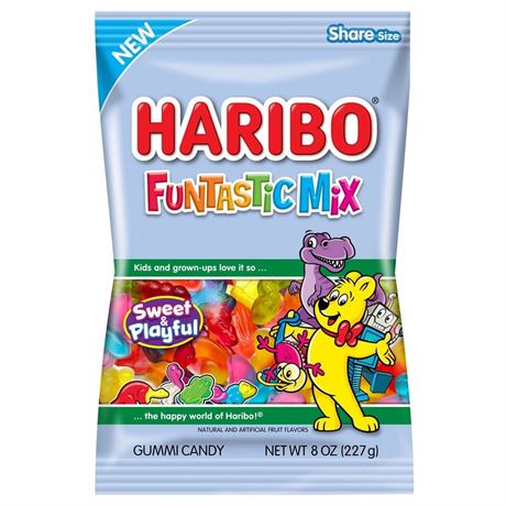 HARIBO Funtastic Mix Gummies Assorted Fun Shapes and Fruit Flavor Gummy Candy,