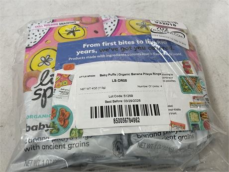 Little Spoon Organic Banana Pitaya Ring Baby Puffs – 1oz/4 bags