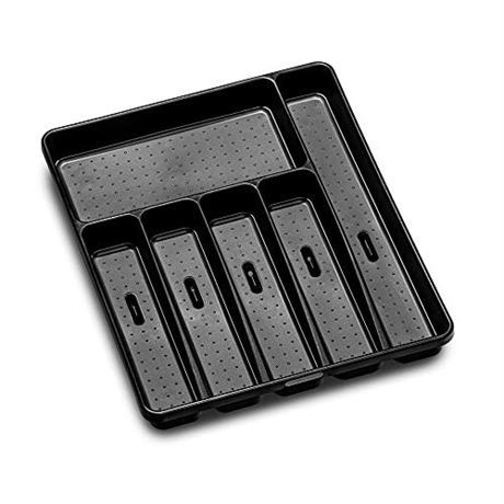 Madesmart 6 Compartment Cutlery Tray Kitchen Organiser Rect 41x33cm Carbon