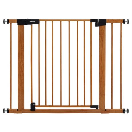 BABELIO 29-40" Metal Baby Gate with Wood Pattern, Auto Close Dog Gate for The