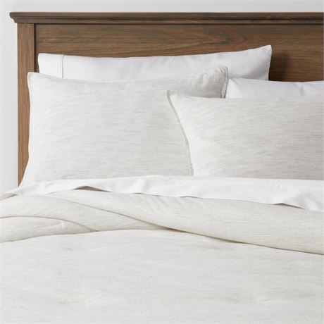 King Space Dyed Cotton Linen Comforter & Sham Set Light Gray - Threshold™