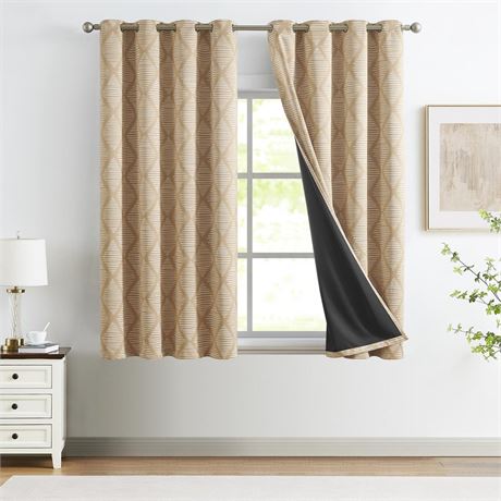 Curtainking Blackout Curtains - 52x63 inch Yellow Set of 2 with Grommet Thermal