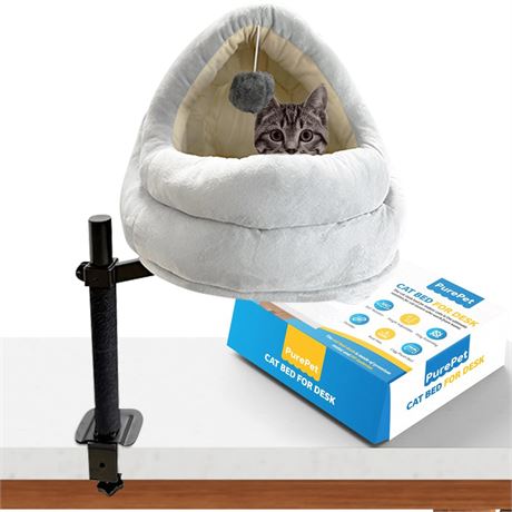 Cat Desk Bed with Scratching Post – Elevated Modern Perch for Desk, Window, or