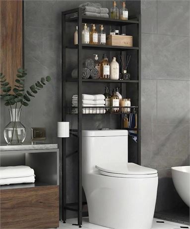 Over the Toilet Storage Rack,4-Tier Adjustable Bathroom Organizer Over Toilet