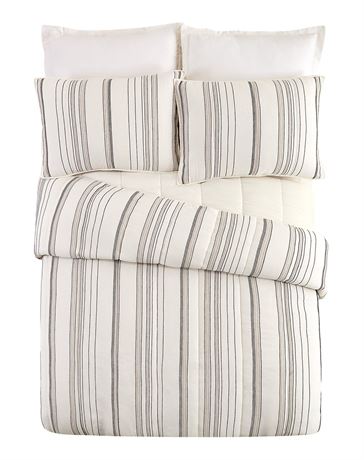 Better Homes & Gardens Ticking Stripe Cotton Quilt, Off-White, Full/Queen, All