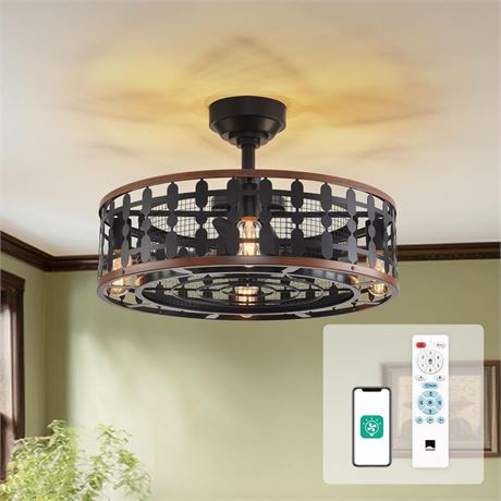 Orison 21.5" Caged Ceiling Fan with dimmable up Lights, 2 Ways