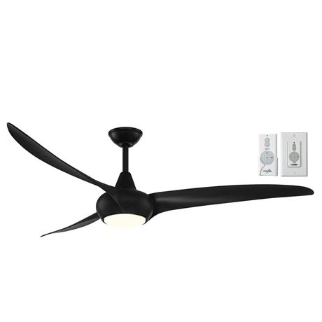 MINKA-AIRE F848-CL Light Wave 65" Ceiling Fan, Black Finish with Remote and