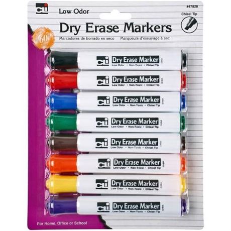 OFFSITE Dry Erase Chisel Tip Markers 8/Pkg-Assorted  Pk 2  Charles Leonard Inc.