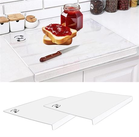 2 PCS Acrylic Cutting Board - Acrylic Cutting Board with Counter Lip - Clear