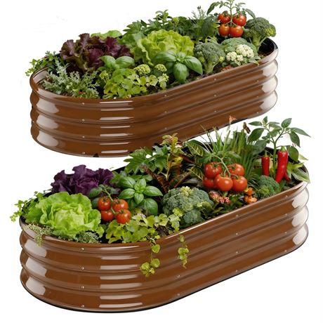 Rakukiri Raised Garden Bed Outdoor, GRS Certified Recycled Metal Planter Box 2