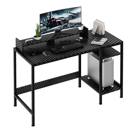 Computer Desk - 47 Inch Home Office Desk with Storage, Carbon Surface Black