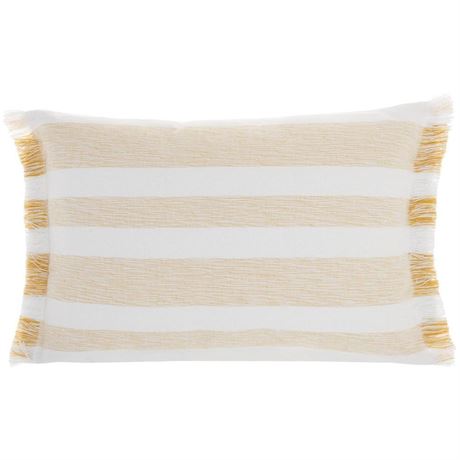 Mina Victory Lifestyles Yellow Striped 20 in. X 14 in. Rectangle Throw Pillow