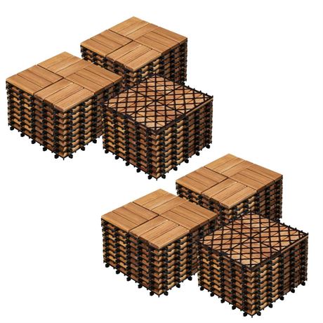 Yaheetech 54pcs Hardwood Interlocking Patio Deck Tiles Acacia Waterproof Wood