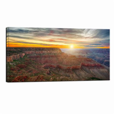 LevvArts National Park Canvas Wall Art Beautiful Sunset at Grand Canyon Arizona