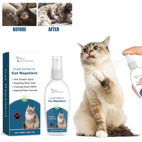 3 Pack Yegbong Indoor Cat Repellent Spray 100ml Pet Deterrent To Keep Cats Off