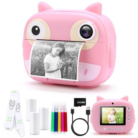 Instant Print Camera for Kids, Digital Camera for Kids,1080P Video Camera with