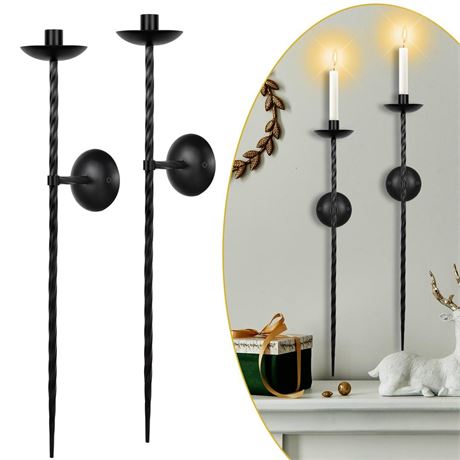 lobolighting Candle Sconces Twisted Pillar Wall Candle Holder Set of 2 Long