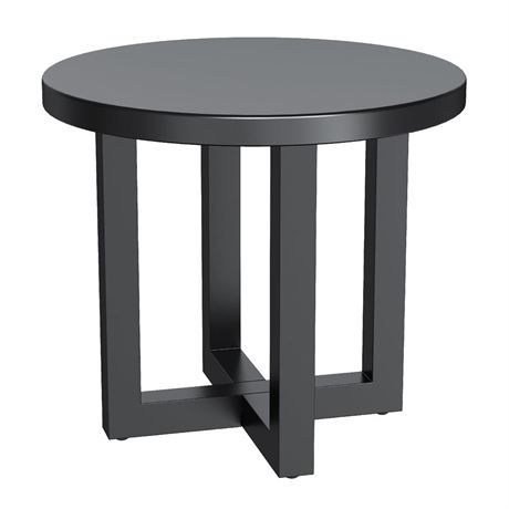 Metal Outdoor Round Table, 2-Tier Sturdy Patio End Table Weather Resistant,