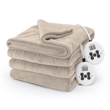 Sunbeam Electric Royal Luxe Microplush Heated Blanket 12 Heat Settings, 12-Hour