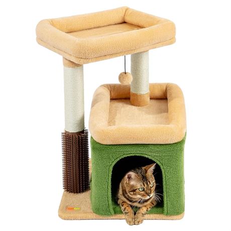 Small Cat Tree for Indoor Cats, Cat Scratching Post with Cat Condo Cat Tower