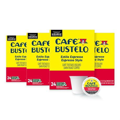 Café Bustelo Espresso Style Dark Roast Coffee, 24 Count (Pack of 4), Total 96