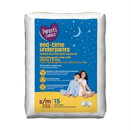 Parent S Choice Unisex Nighttime Bedwetting Underwear  Small-Medium  15 Count