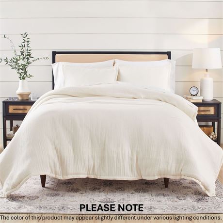 Better Homes & Gardens Full/Queen Comforter Set, All-Season, 3-Piece, Cream
