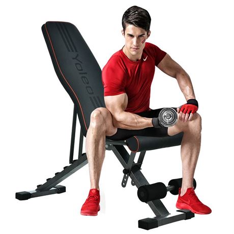 YOLEO Adjustable Weight Bench, Foldable Full Body Workout Benches Strength