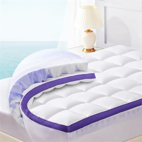 Dual Layer 4 Inch Memory Foam Mattress Topper King - 2 Inch Gel Memory Foam and