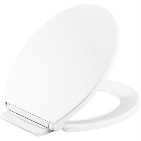 Round Grip Tight Bumpers, Soft Close Front Toilet Seat in White