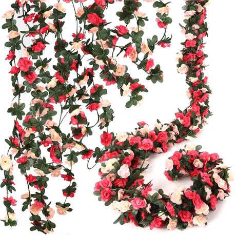 16 Pcs 131.2 FT Flower Garland,Rose Garland,Pink Flower Garland,Flower Garland