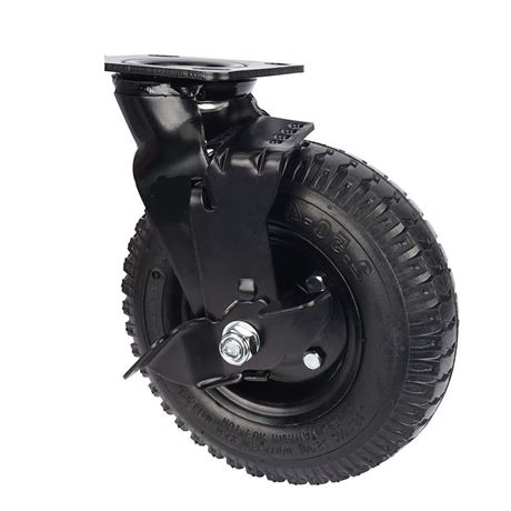 1 Piece Factory Heavy Duty 8 inch Pneumatic Rubber Wheel Side Brake air Hotel