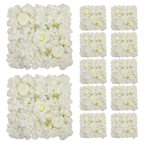 White Flower Wall Backdrop 15x15 Inches: 12 Packs 3D Floral Rose Wall Panels -