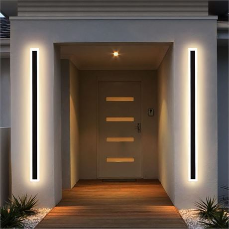 tewei Outdoor Wall Sconce 59 Inch LED Modern Wall Mounted Lamp, Black Exterior