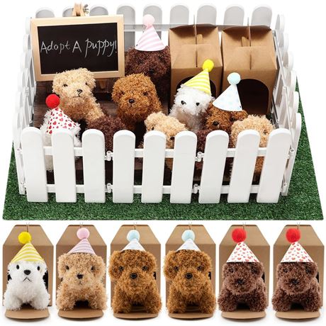 Rigibright 56Pcs Adopt A Puppy Party Favors Mini Plush Stuffed Animals Set