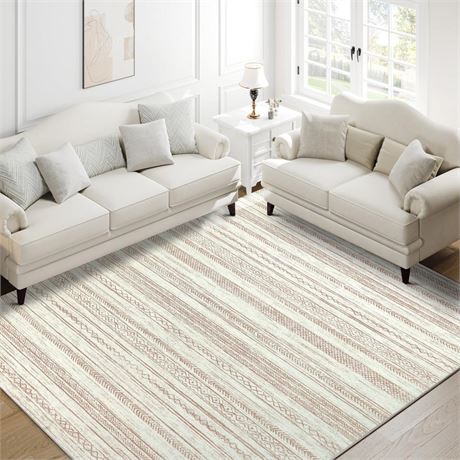 Area Rug 6x9 Living Room Rug Modern Taupe Washable Indoor Accent Rug Low Pile