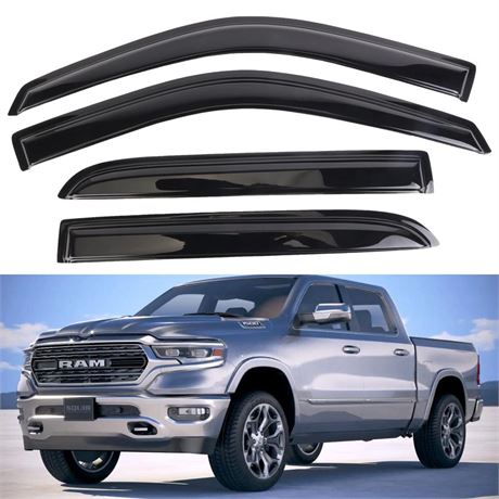 MUCO MCD Window Visor Deflector 4pcs for 09-18 Ram 1500 Crew Cab 2010-2018 Ram