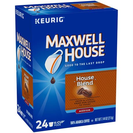 Maxwell House Medium Roast House Blend Coffee K-Cups  24 Ct Box (8 BOXES)