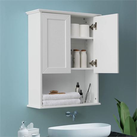 Bathroom Wall Cabinet Wooden Medicine Cabinet Buffering Hinge MDF Material Over