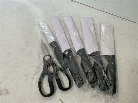 6-Piece Black Knife Set with Magnetic Strip for Wall, Ultra Sharp Magnetic