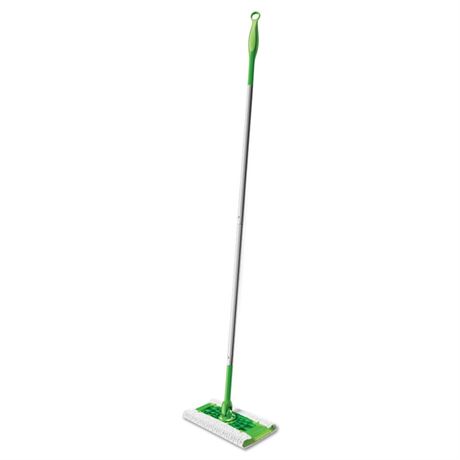 Swiffer Sweeper Mop, 10 X 4.8 White Cloth Head, 46" Green/silver