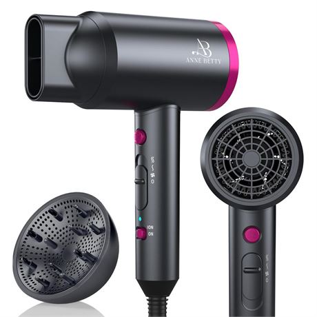 Hair Dryer with Diffuser, Portable Blow Dryer for Curly Hair for Women/Men,