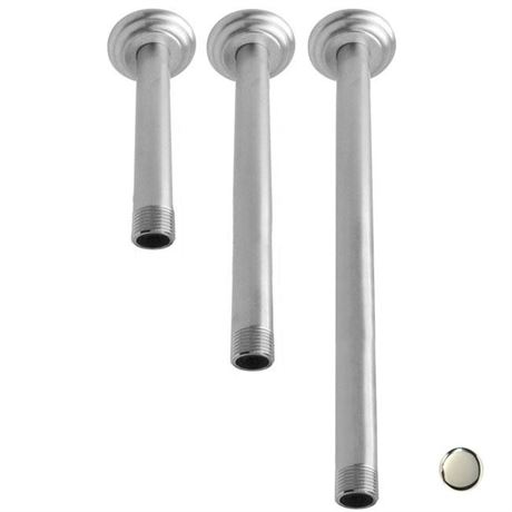 Westbrass 1/2 in. IPS X 19 in. Round Ceiling Mount Shower Arm with Flange,