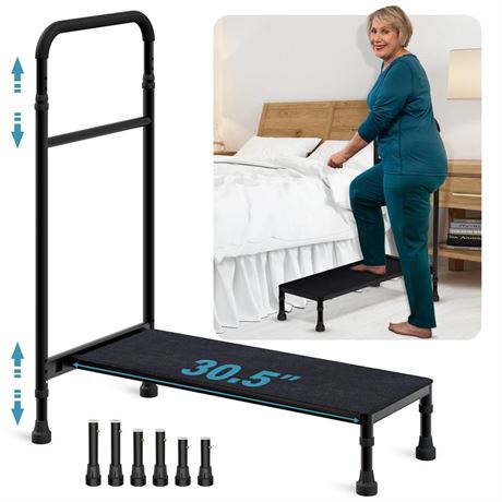 Bed Step Stool with Handle for Elderly Adults, 30.5" Long Bedside Step Stools