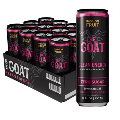 BeGOAT Clean Energy | Passion Fruit Zero Sugar | 6 Ingredients, Plant-Based,