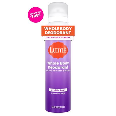Lume Whole Body Deodorant for Women, Spray Deodorant, Aluminum Free, Lavender