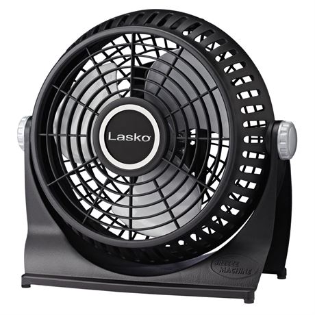 Lasko Breeze Machine 8" 2-Speed Pivoting Floor Fan, 370 CFM, Black, 507