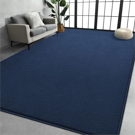 Large Area Rugs for Living Room Bedroom,Navy Blue Rug, Minimalist Modern Shag