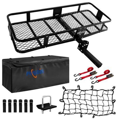 Folding Hitch Mount Cargo Carrier Hitch Rack Basket 60"*21.5"*6" Hauling Weight