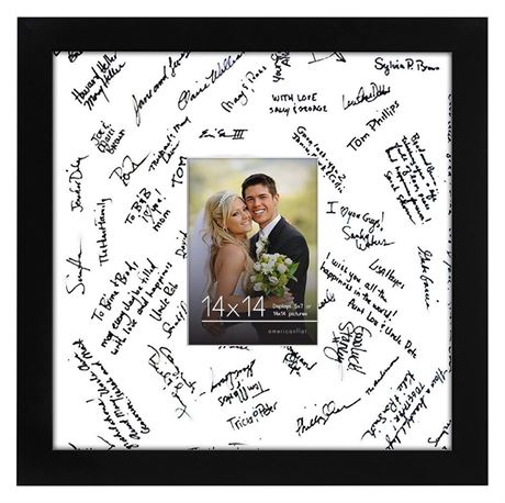 Americanflat 14x14 Black Wedding Signature Picture Frame - Use as 5x7 Picture